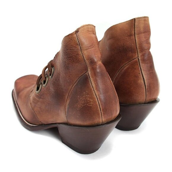 John Fluevog I Believe High Simon Leather Heel / W11 / M9 / Brown Lace-Up Unisex - Picture 2 of 14